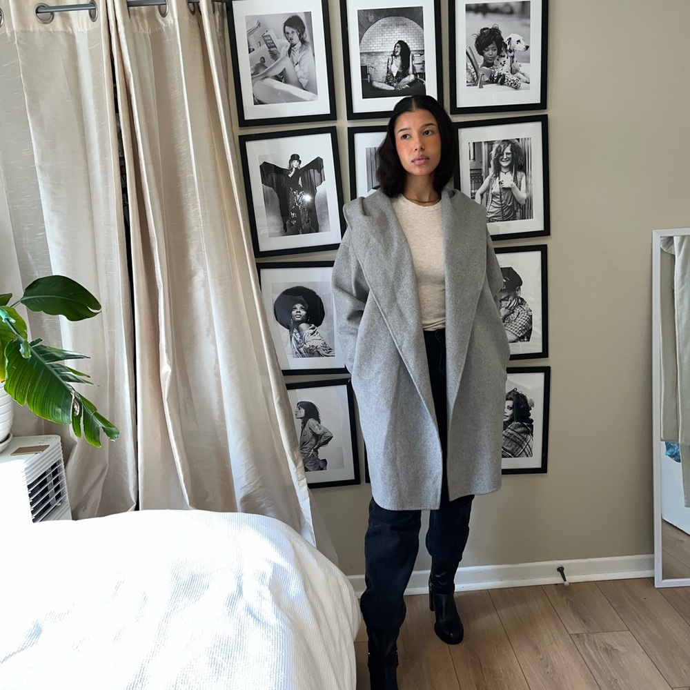 Zara Wool-Blend Handmade Hooded Jacket Coat